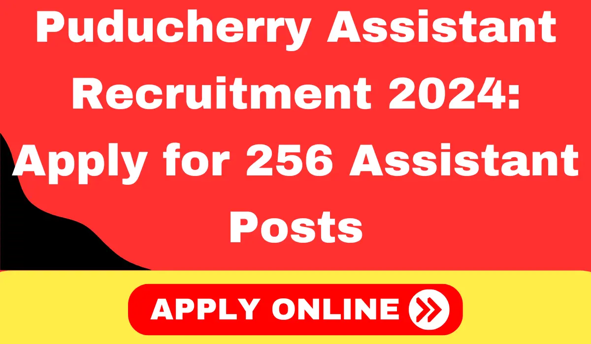 Puducherry Assistant Recruitment 2024 Apply for 256 Assistant Posts